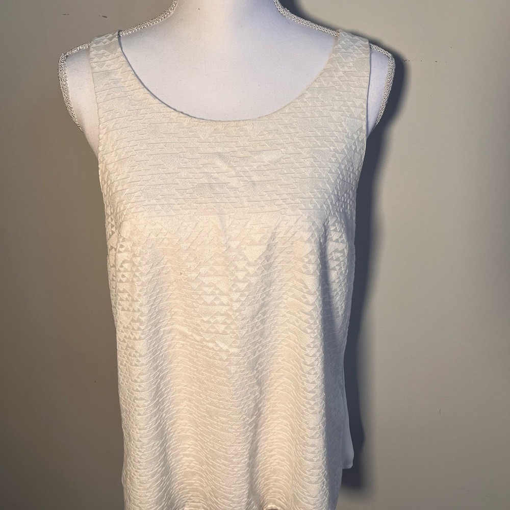 41 Hawthorn Womens Ivory Geometric Jacquard Cutout Back Sleeveless Blouse Size M